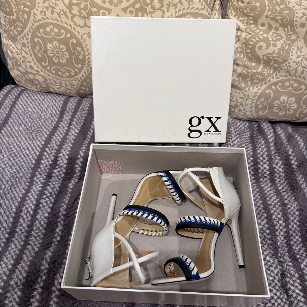 Women's White and Blue Heels